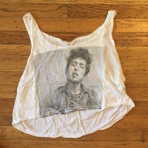 White bob Dylan tank top.